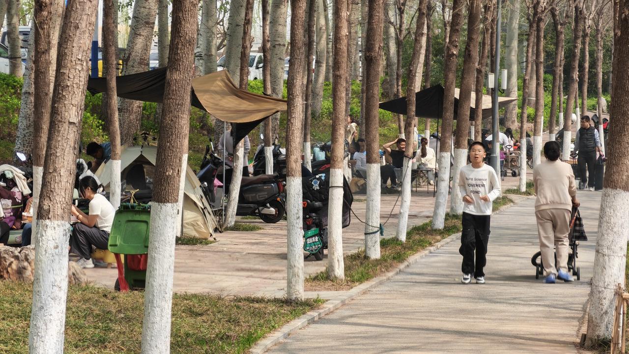 小清河边还真是露营的好地方，看看这人。[笑哭]