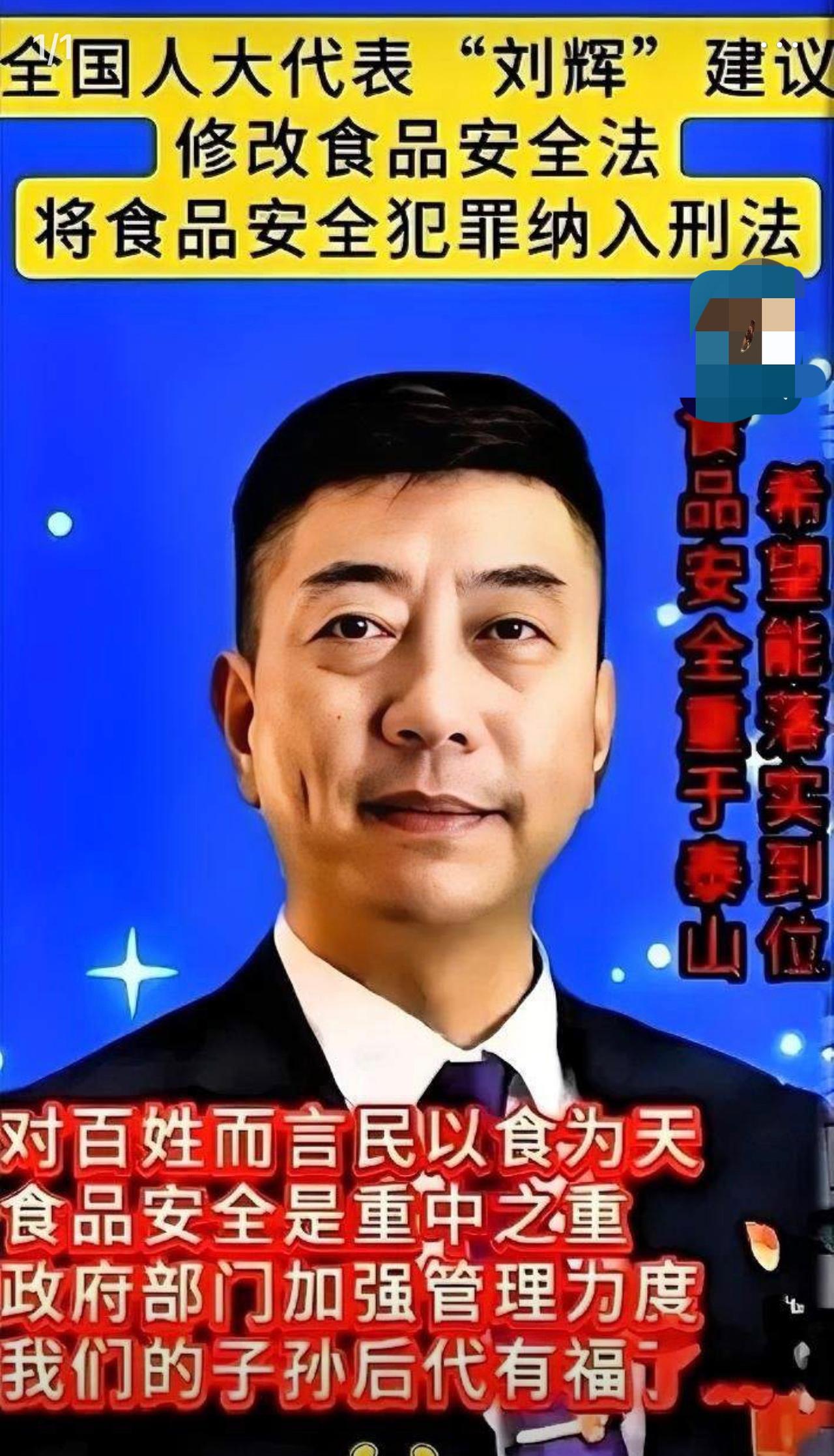 毒奶粉、瘦肉精、地沟油……这些“毒食品”背后，是多少家庭的血泪？

人大代表刘辉