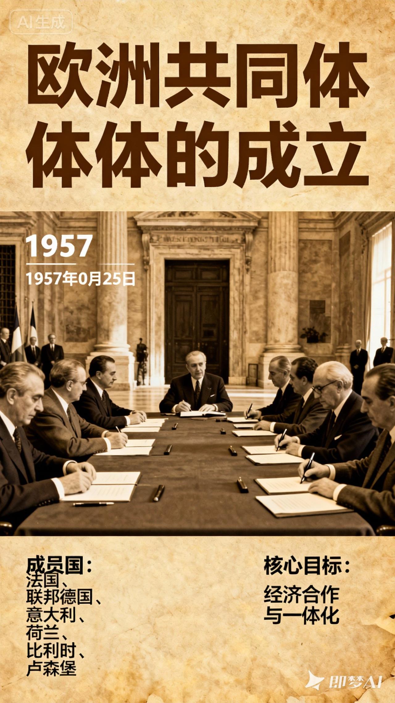 世界历史故事之八十五: 钢铁与和平的盟约——欧洲共同体的诞生
 
1951年，硝