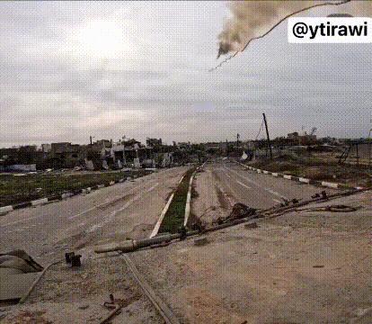 4月8日，以色列方面公开了，以色列军队在巴勒斯坦加沙用火箭扫雷车抛射爆破索，炸毁