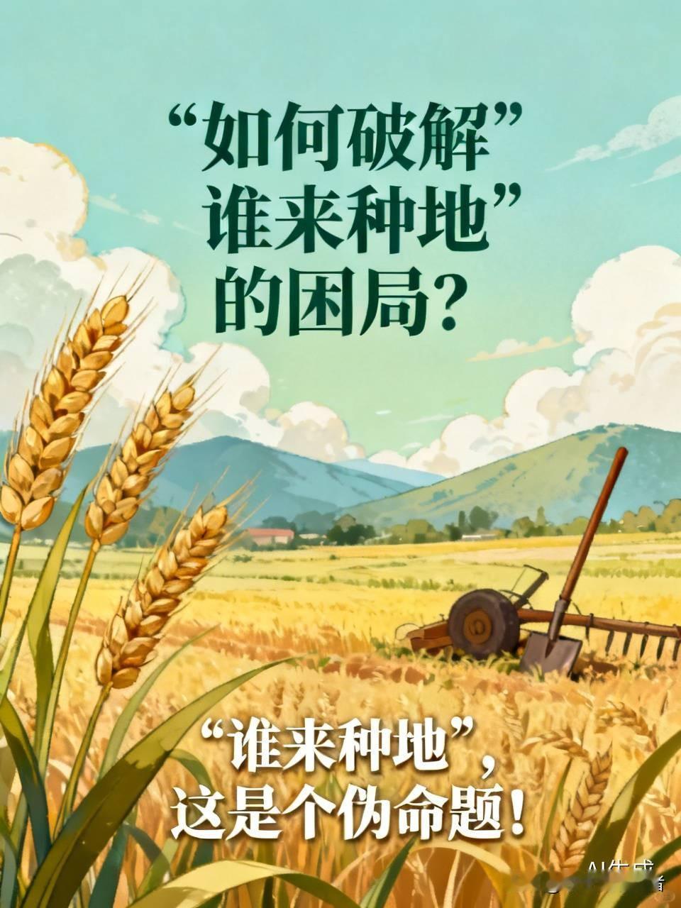 如何破解“谁来种地”的困局?
“谁来种地”，这是个伪命题！
为什么会有人提出这个