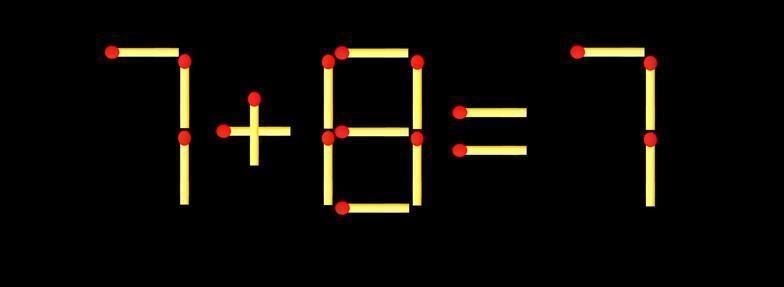 这是经典火柴棒等式挑战！用火柴摆出“7 + 8 = 7”，只移动1根火柴，让等式