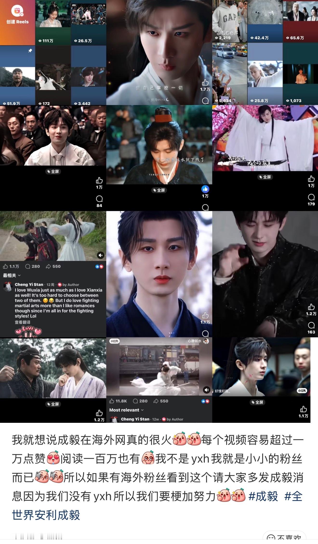 全世界每个角落都有人喜欢成毅海外粉丝：我就想说成毅在海外网真的很火，每个视频容易