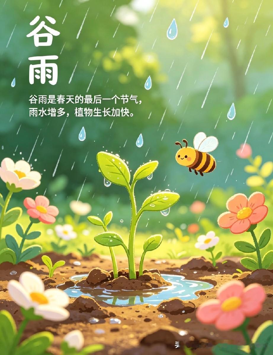 春雨润物，雨生百谷，时至暮春，万物皆得滋养，天地一片清净祥和。雨生百谷，清净明心