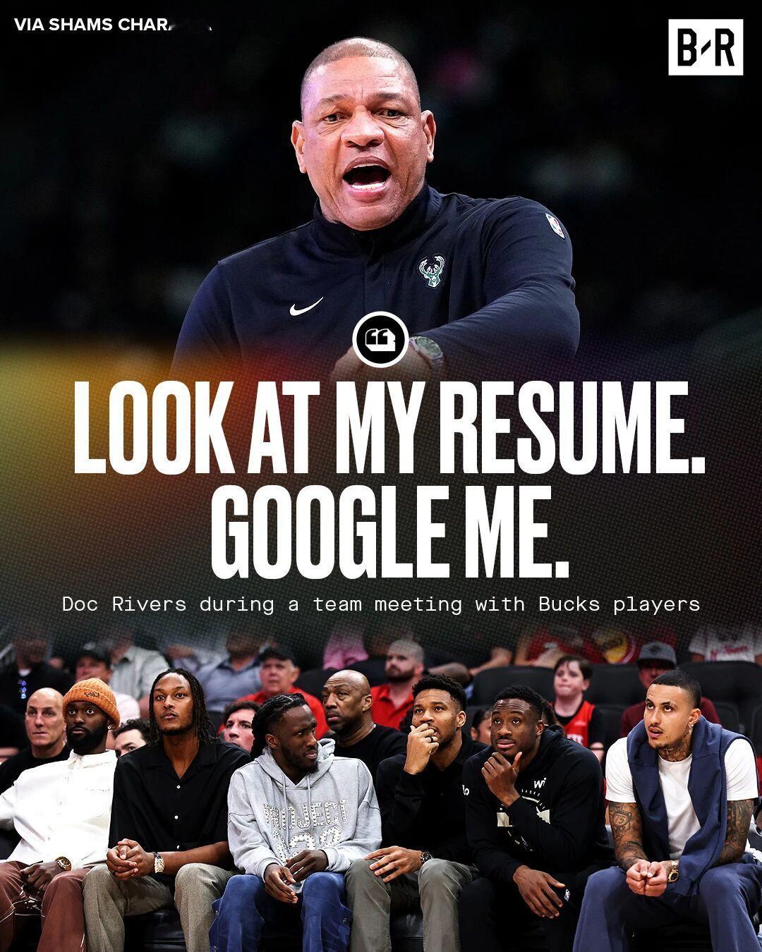 据名记Shams爆料，在三月初的时候老里弗斯以自己的履历激励球员，“看看我的履历