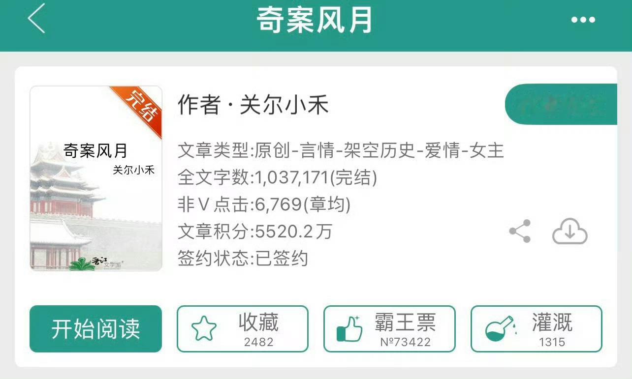 小说推荐：《奇案风月》 作者:关尔小乔简评：冷静双面女郎vs高冷深情侯爷，悬疑破