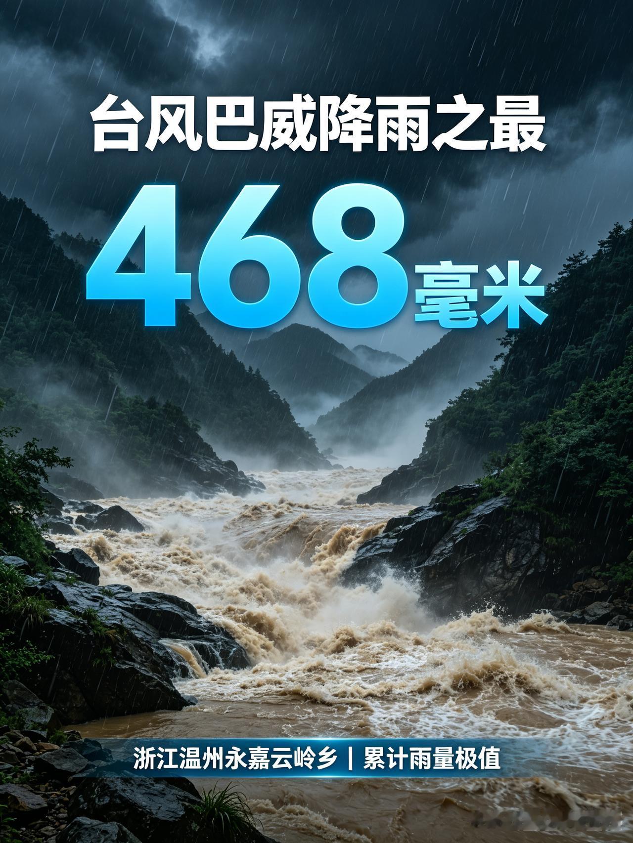 不要以点概面，巴威带来的强降雨还是很大的！极限值468毫米！本次台风巴威，浙江全