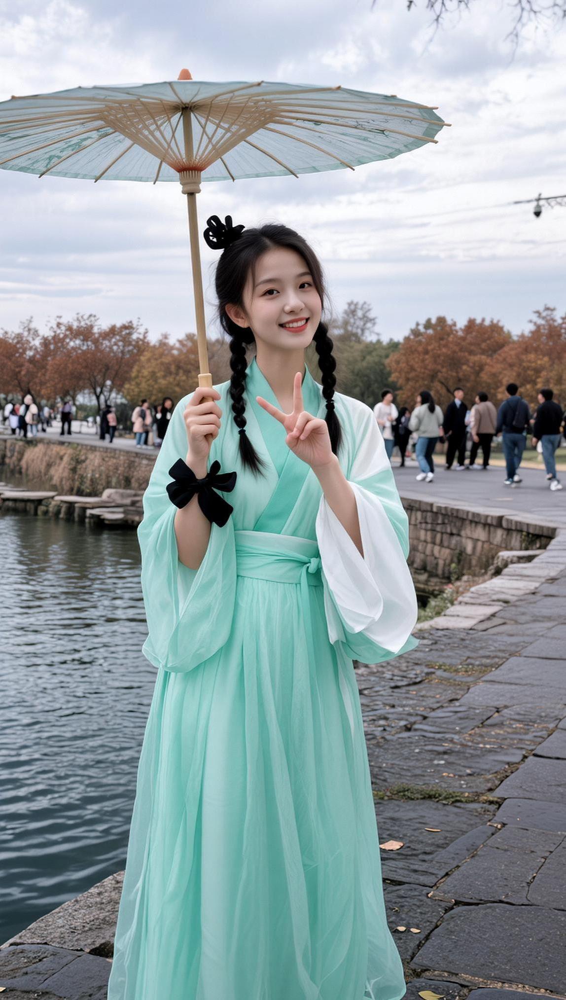 湖畔汉服照  抖音ai创作