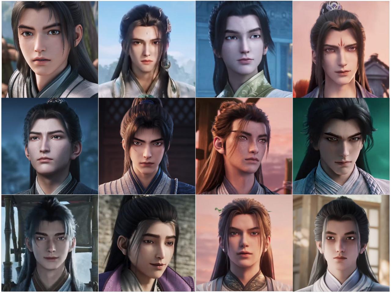 《剑来》动画的男性角色都很喜欢设计成“中分 + 两束刘海”的形象，看起来也是很有