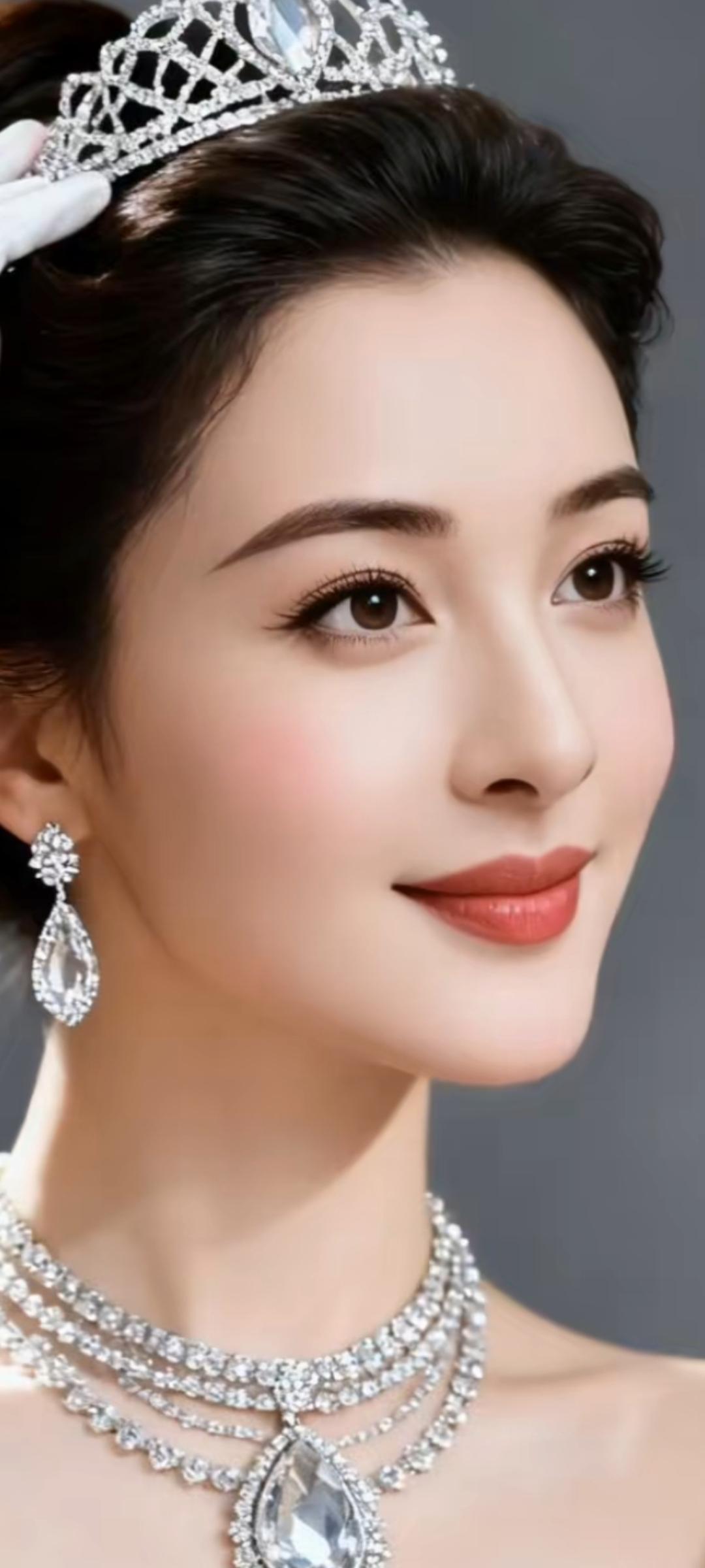 优雅女王范儿，闪耀的珠宝和精致的妆容，尽显高贵气质！👑✨