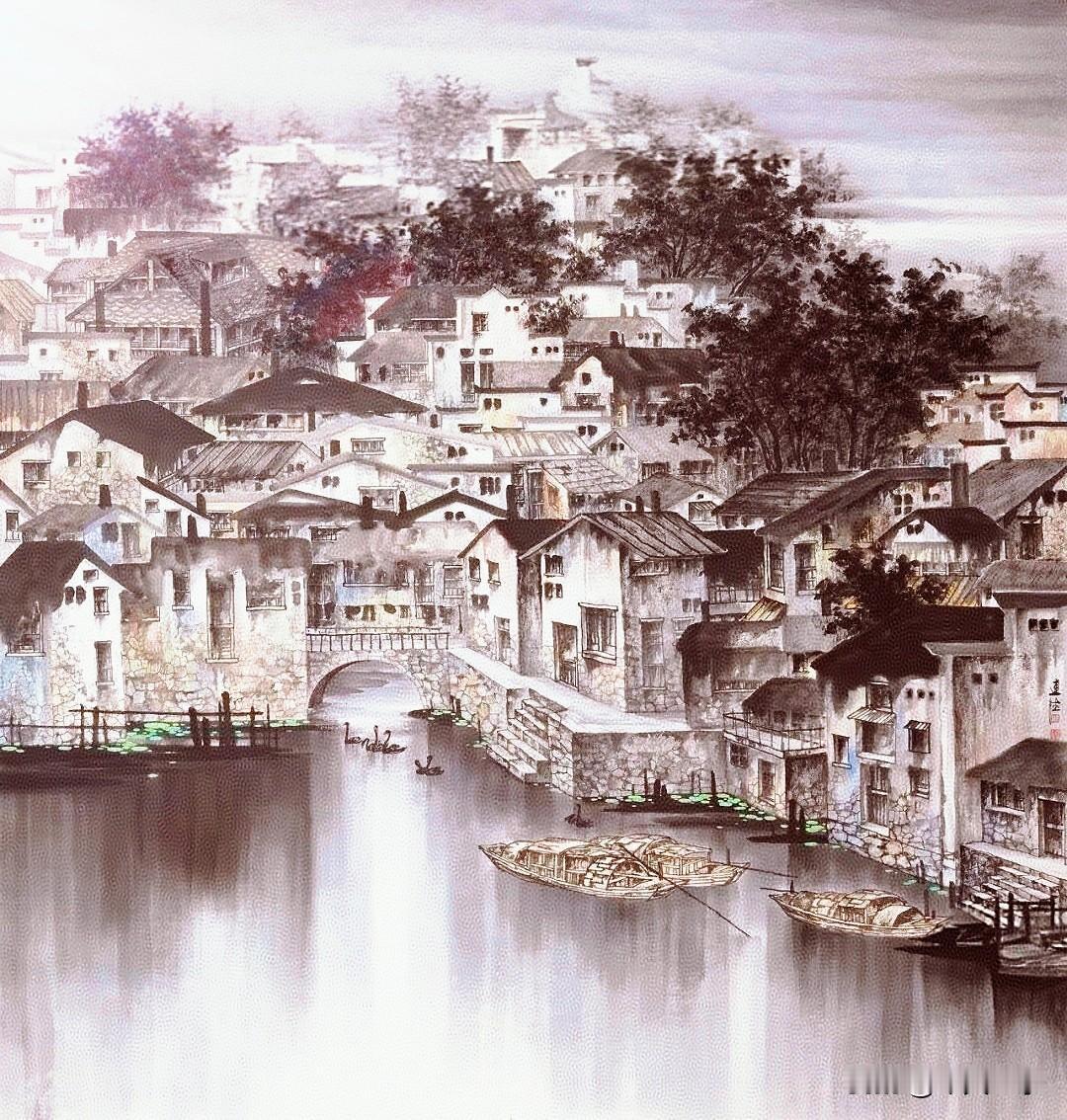 青砖碧叶漾晴波， 
乌蓬轻曳逐流多。 
十里水乡皆入画， 
随风闲渡旧山河。
[