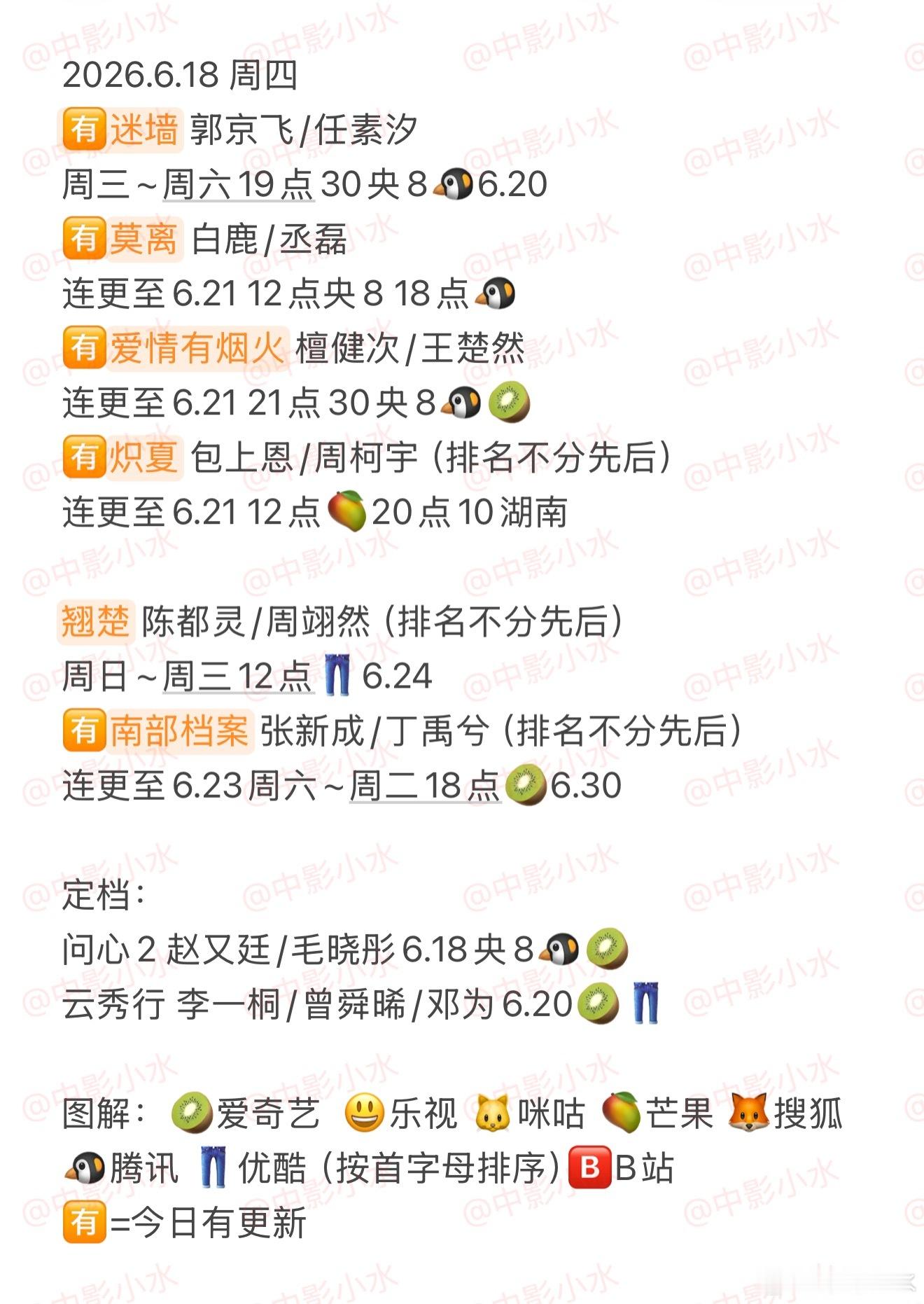 拯救剧荒  6月18日，今晚看点啥？？图1 追剧日历 图2 综艺日历  图3  