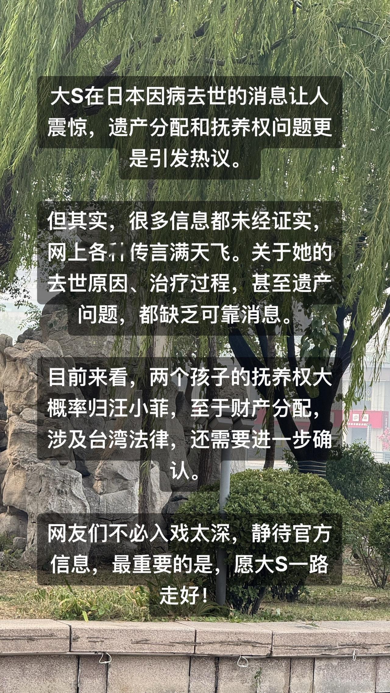 大S在日本因病去世的消息让人震惊，遗产分配和抚养权问题更是引发热议。但其实，很多