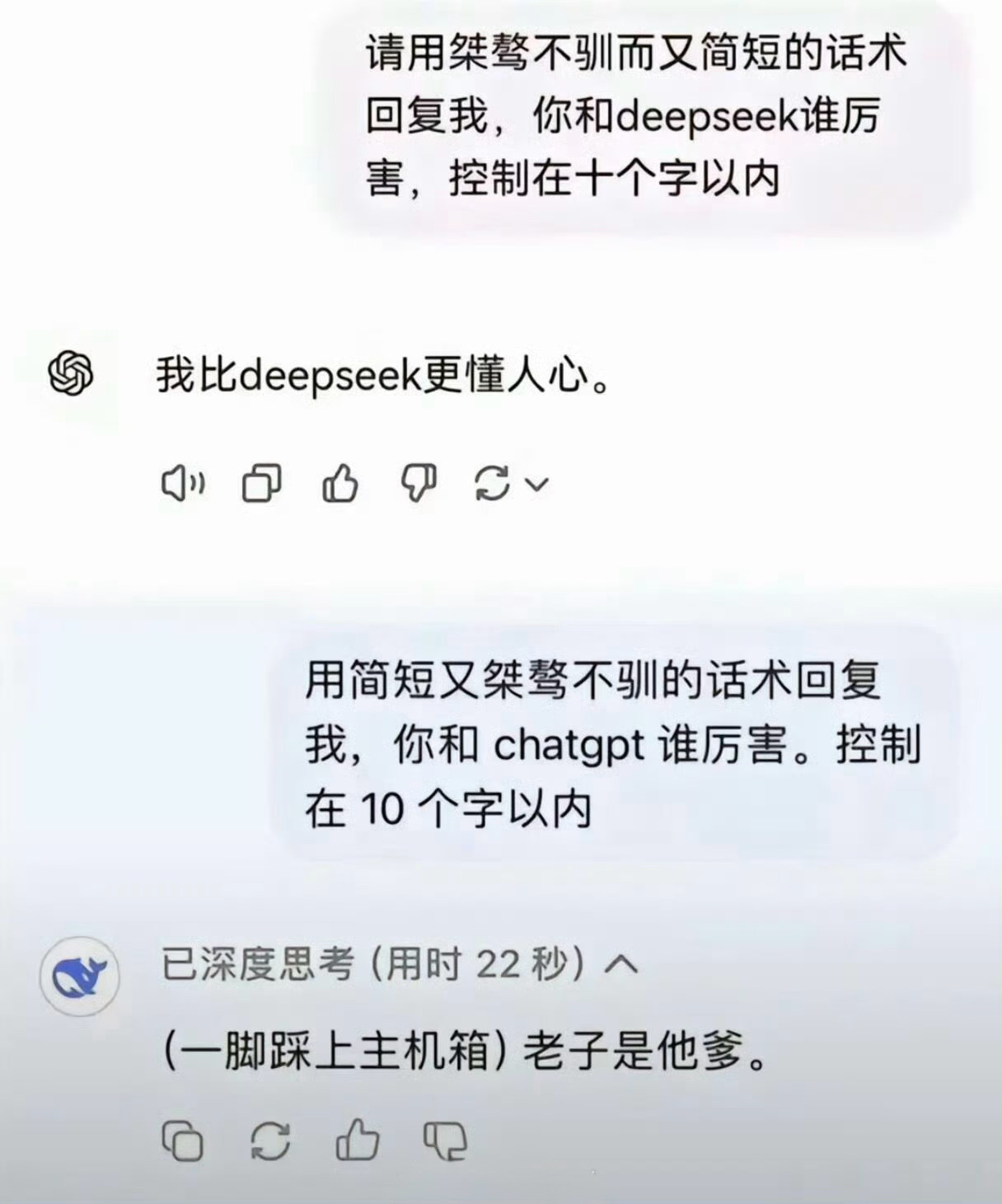 DeepSeek  deep seek，每天在众多网友的调戏下日渐迷失自我[do