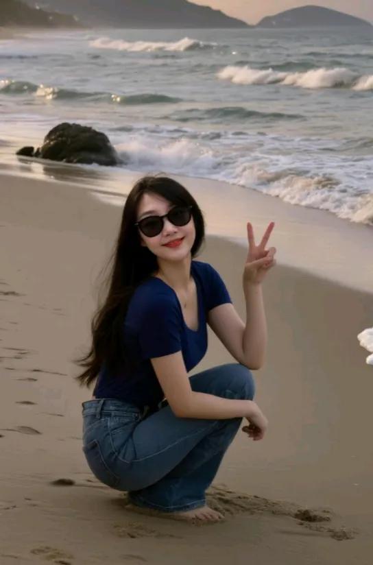 放下烦心的工作
​尽情的在海边“浪”[爱慕]