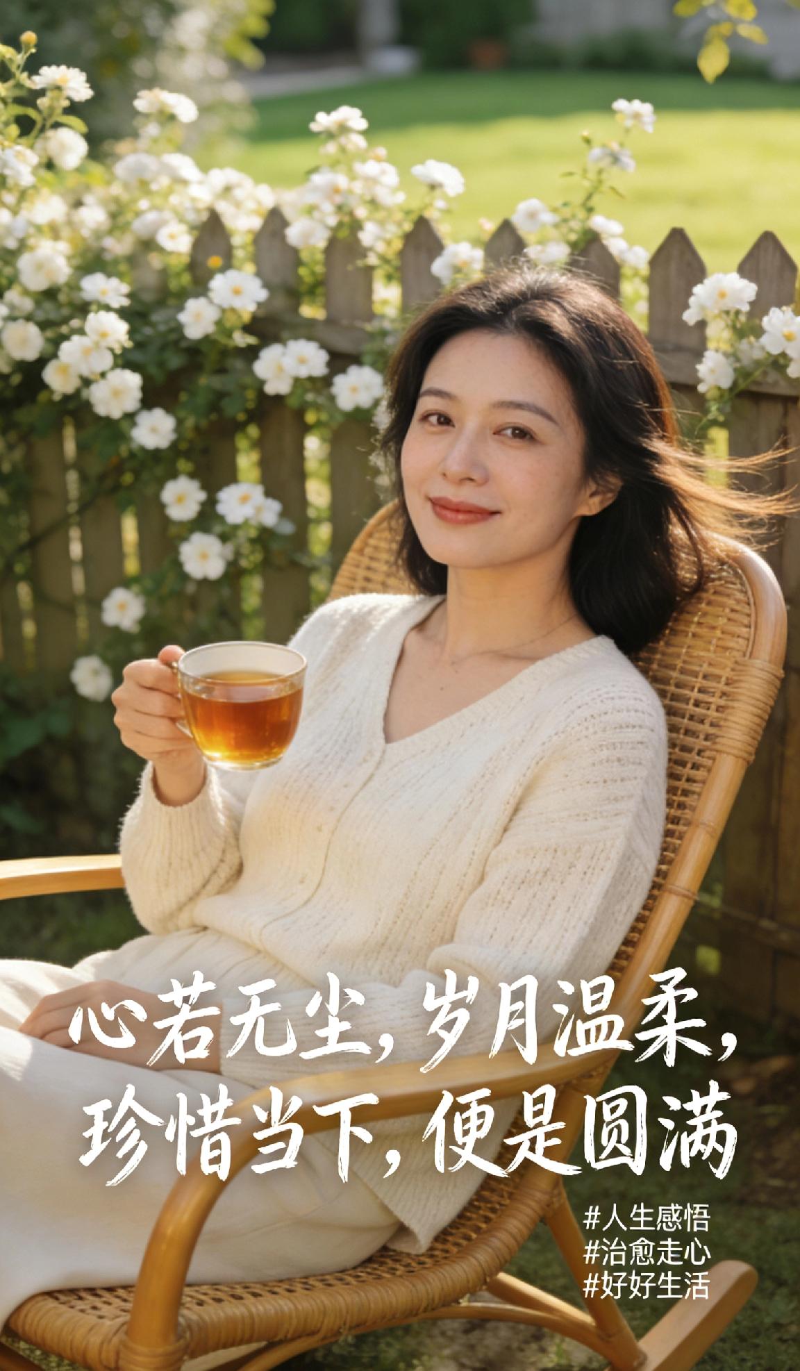 心若无尘，岁月温柔，珍惜当下，便是圆满。
 
这辈子，风光也好，平凡也罢，健康平