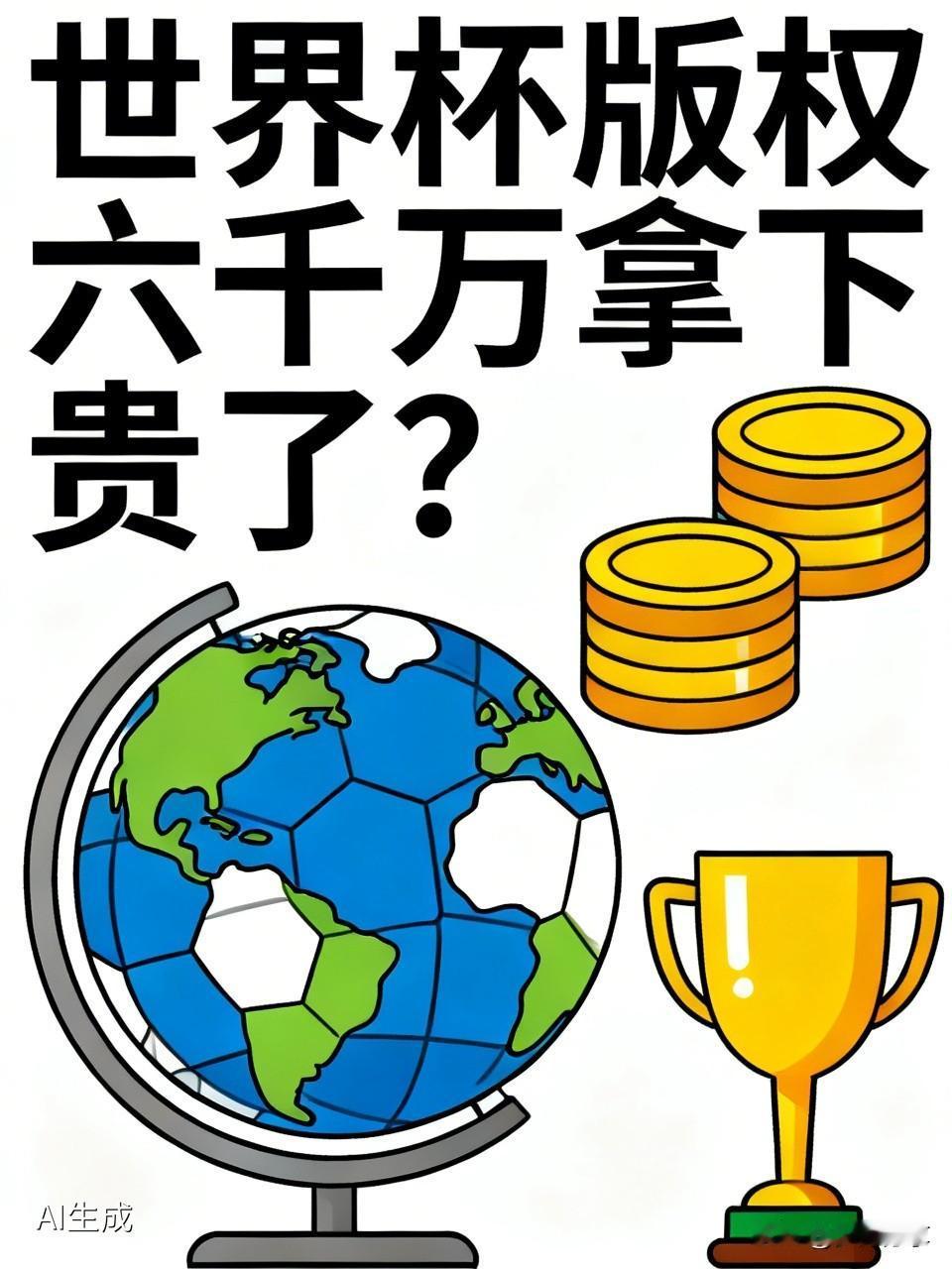 央视虽然成功拿下世界杯版权，这是一件大好事，但很多人认为付出六千万拿下的世界杯版