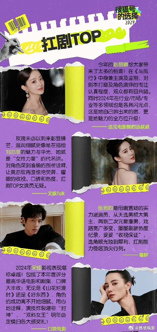 赵丽颖刘亦菲张若昀宋佳扛剧TOP   扛剧真的牛！！！ 
