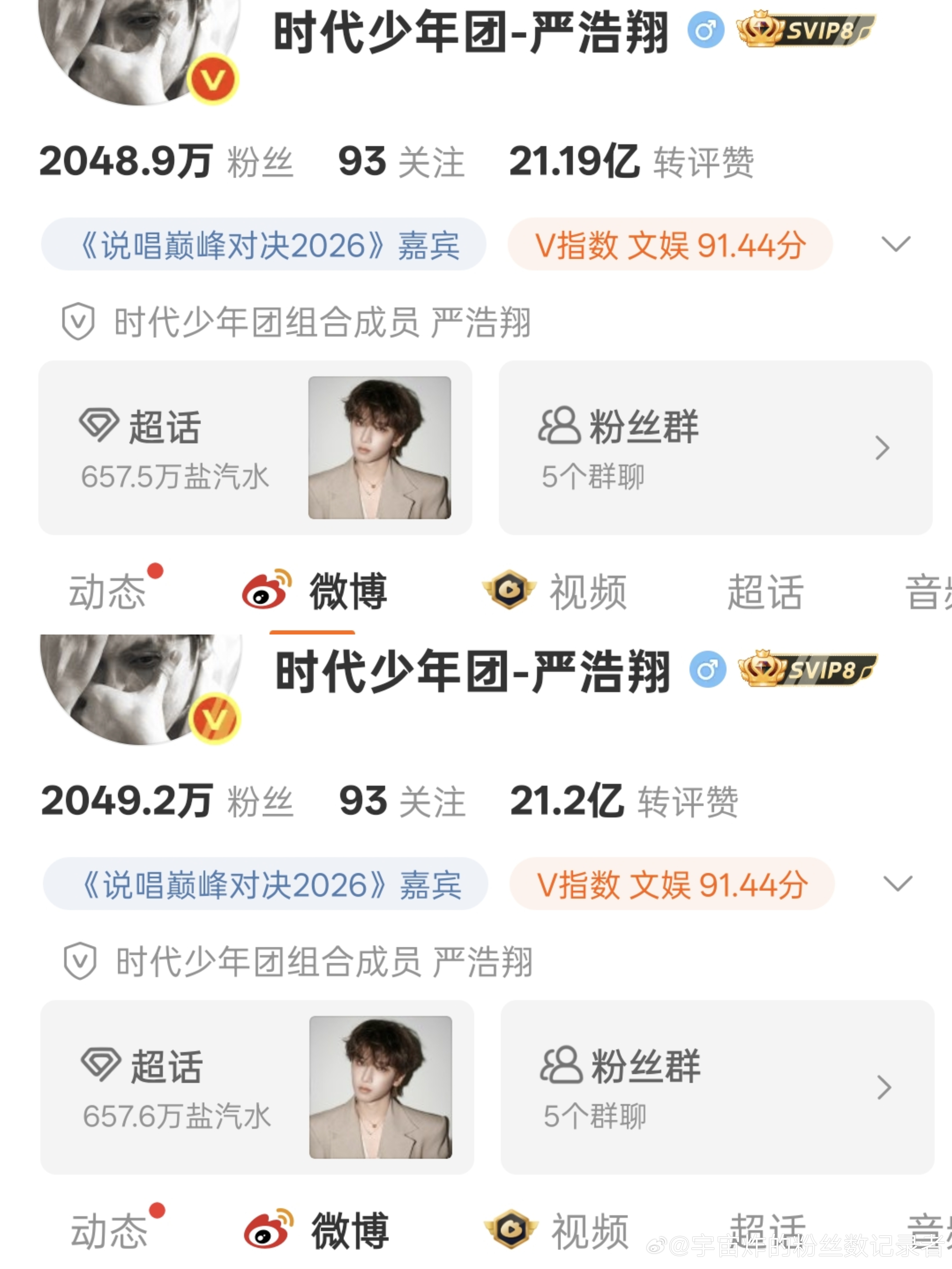 粉丝数记录第2296天2026年7月7日  23:05团官博  +0.2w马嘉祺