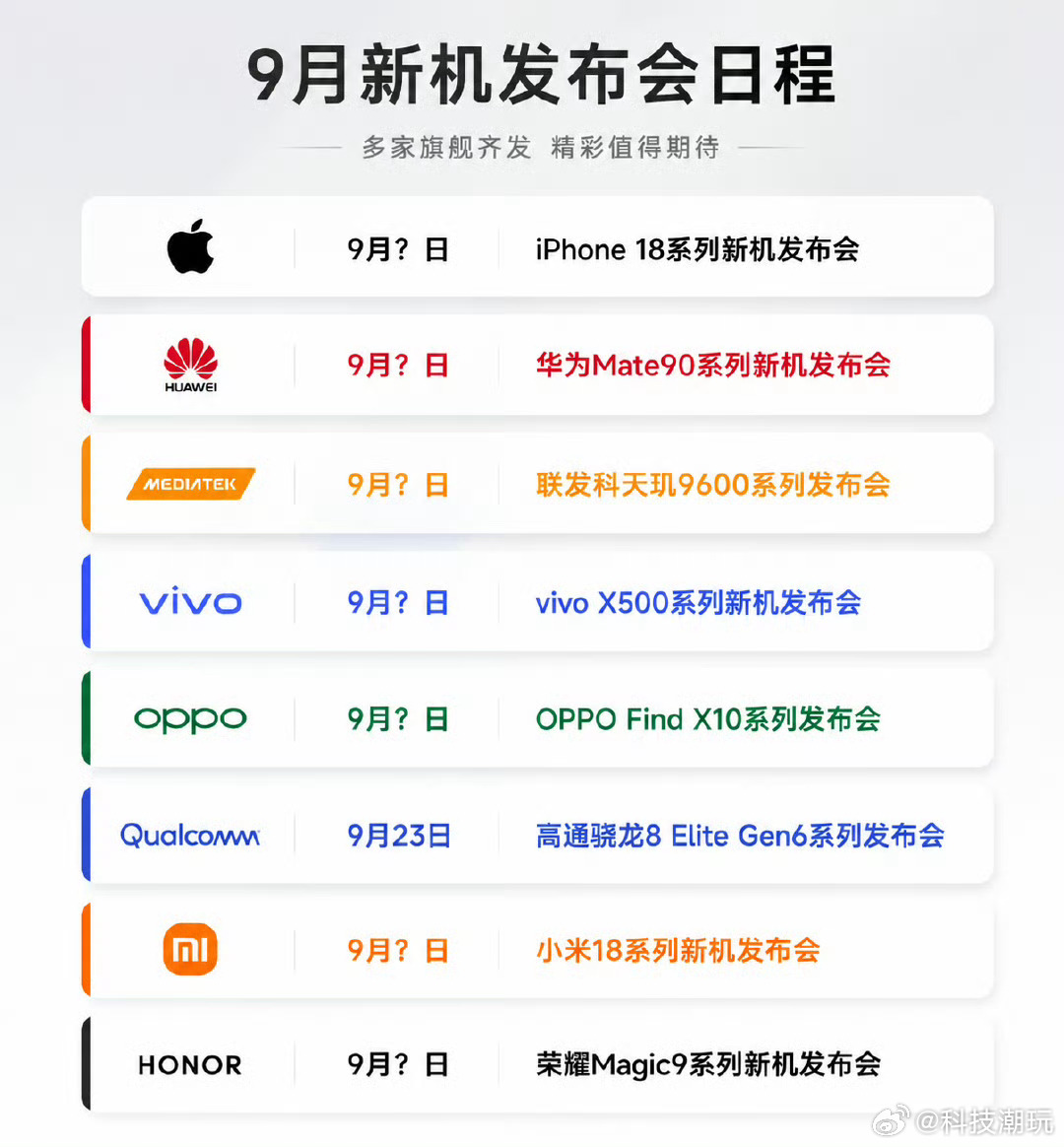 真假？九月这么多手机发布？？？oppo/vivo 荣耀 magic9 都变九月发