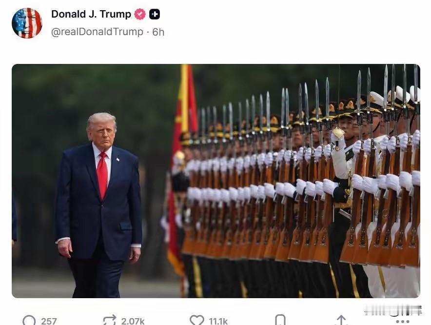 想当兵了？访华归来后，特朗普怀念起了年轻的自己
在访华的前后，特朗普通过社交平台
