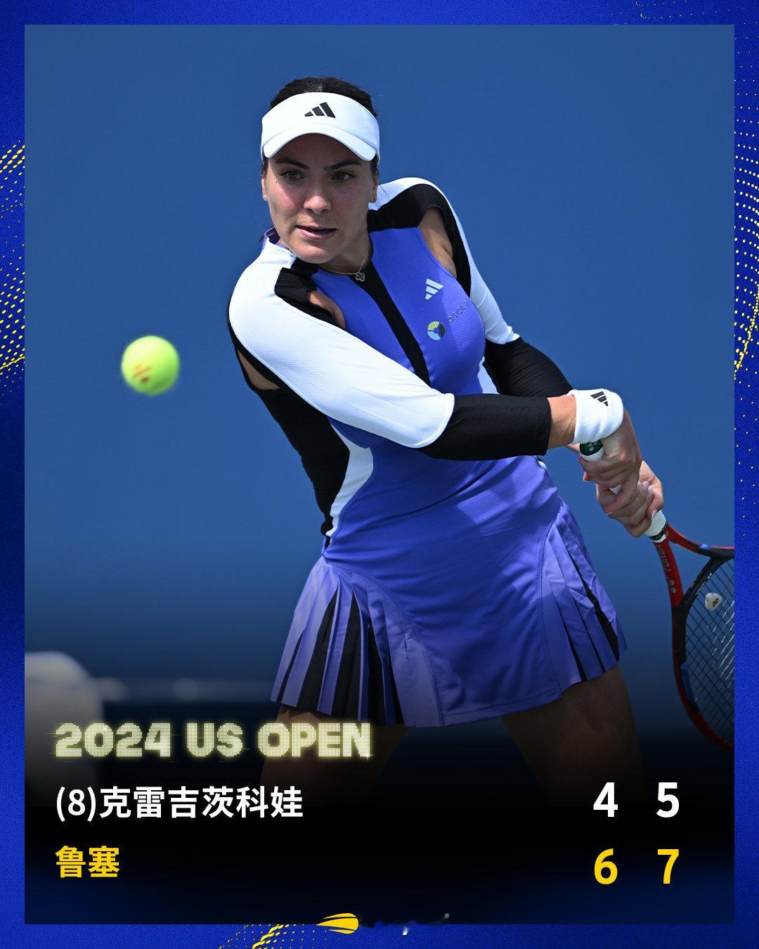 克雷吉茨科娃爆冷出局🧊#美网2024#女单次轮，赛会八号种子克雷吉茨科娃4-6