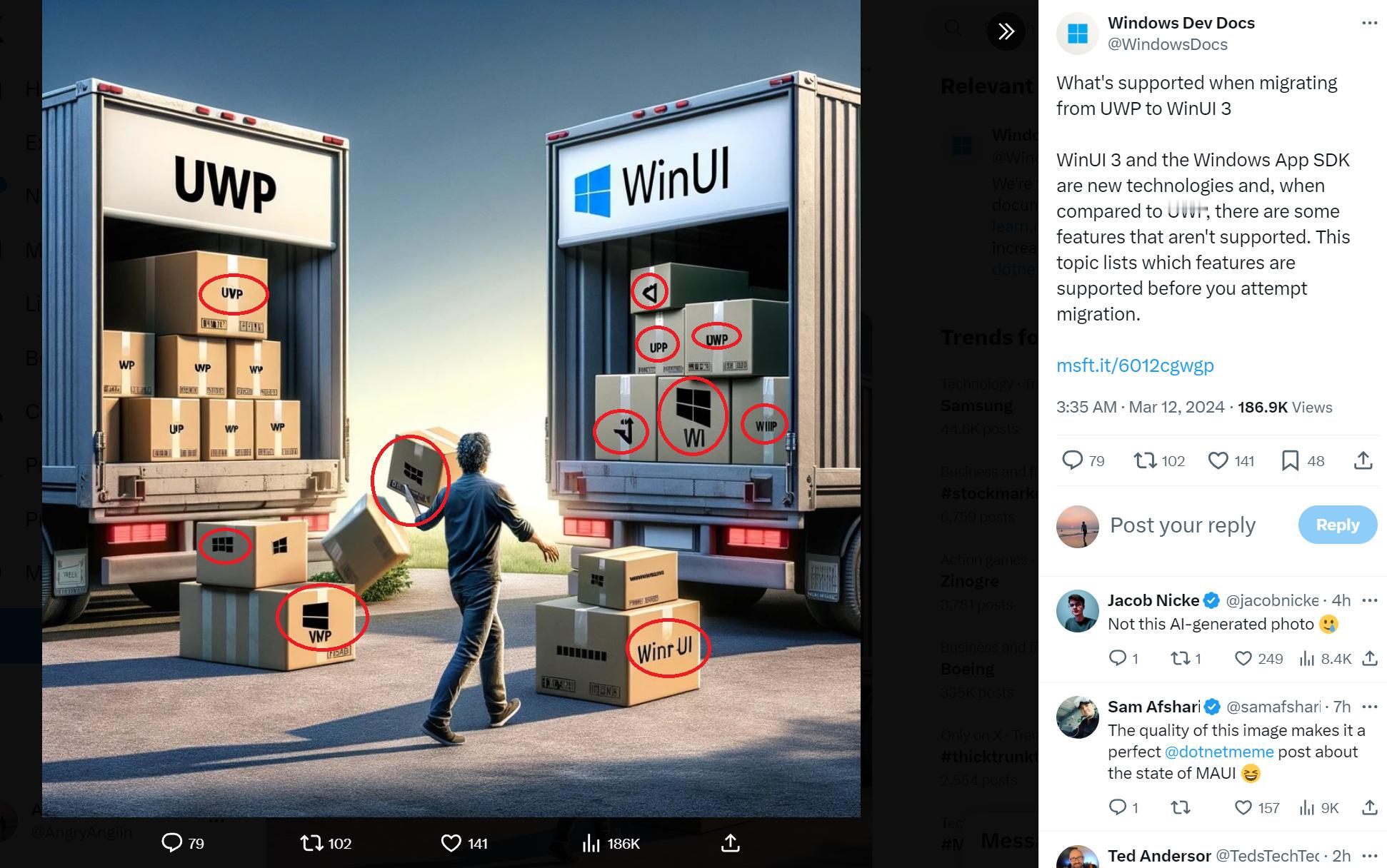 Windows Dev Docs 官媒在 X 上发布了一条“从 UWP 到 Wi
