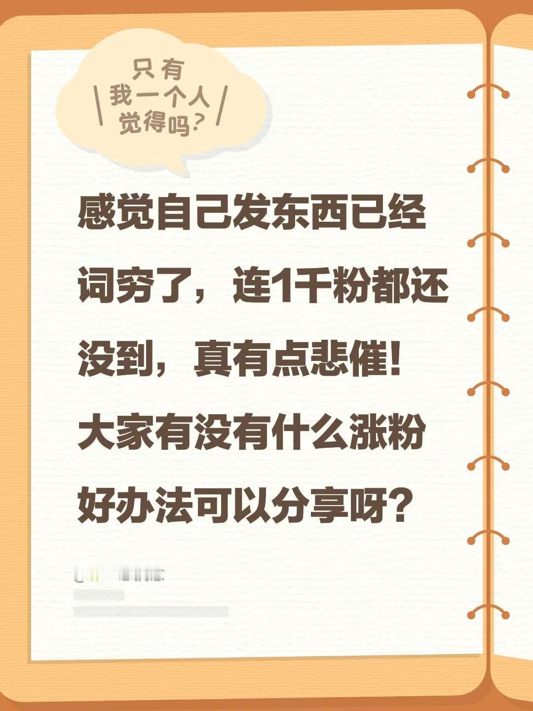 感觉自己发东西已经词穷了，连1千粉都还没到，真有点悲催！大家有没有什么涨粉好办法