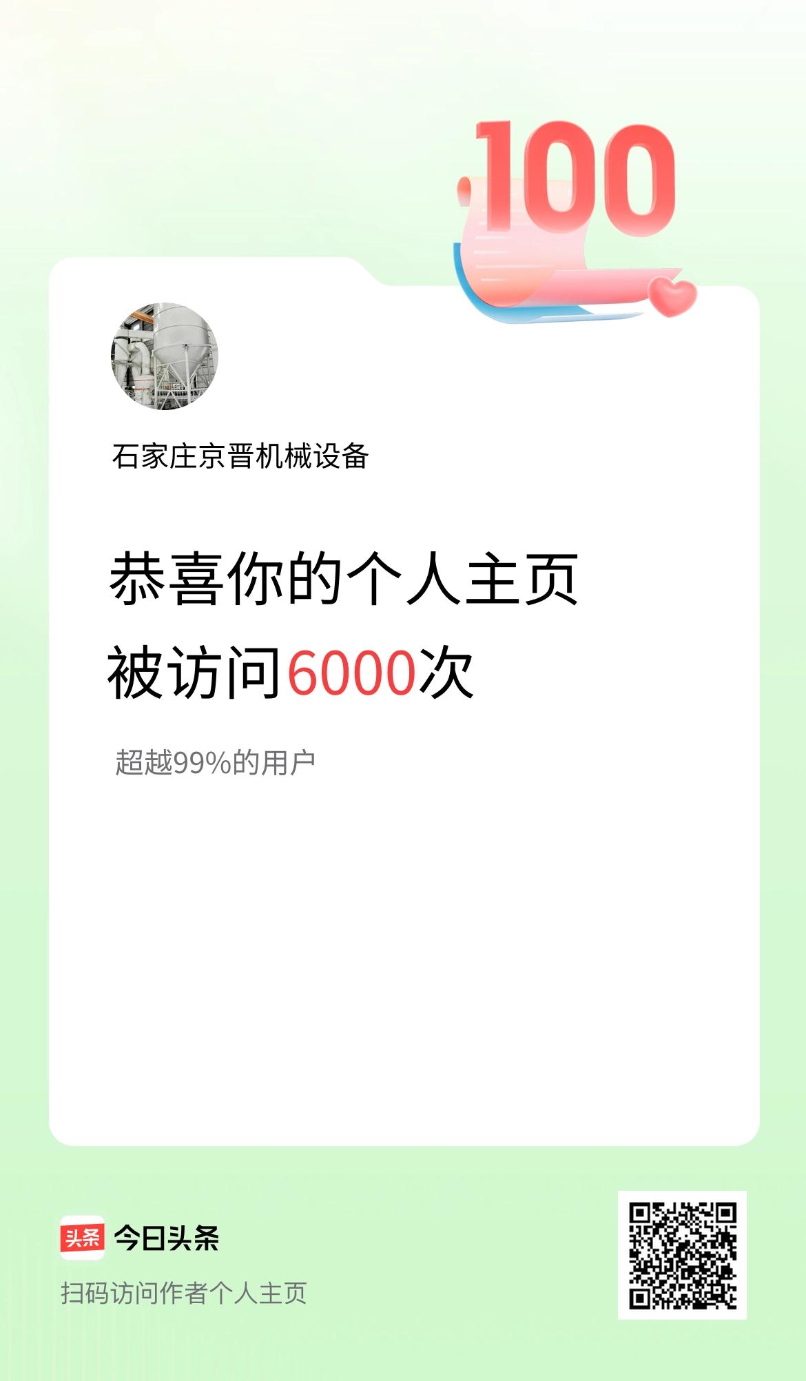 我的头条个人主页被访问6000次啦！