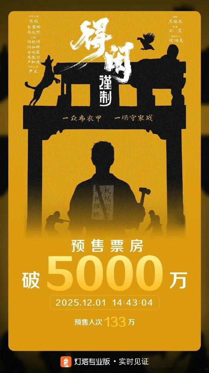 肖战得闲谨制预售票房破5000万肖战得闲谨制预售破5000万正午品质+工匠抗战叙