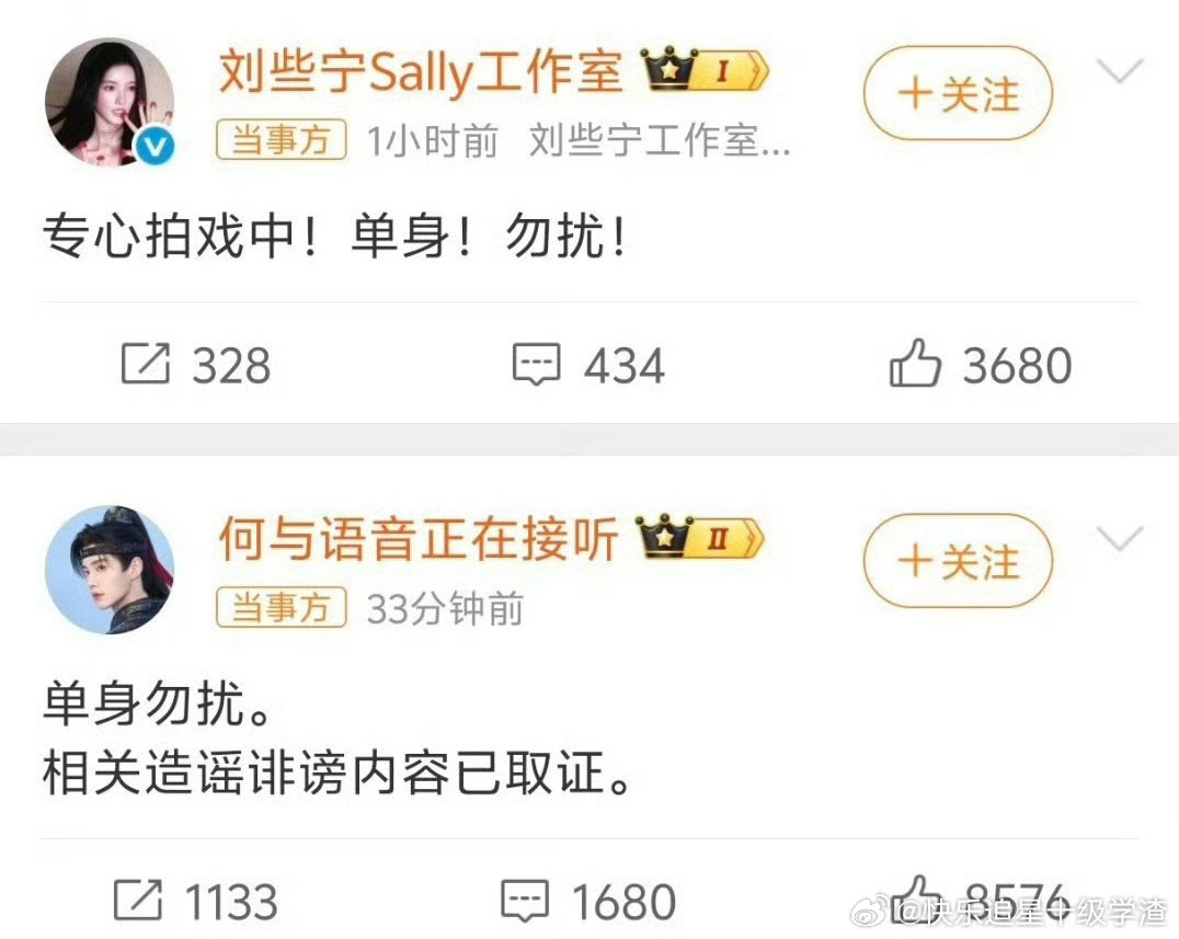 何与 刘些宁方辟谣 表示单身勿扰 