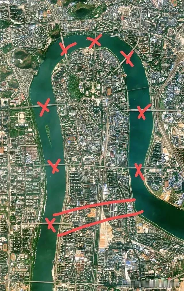 这样开一条河，原来河全部填平搞房地产开发，所有的桥也不要建了，这样多好