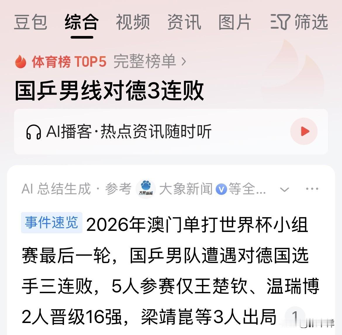 哥虽不在，但江湖到处都是哥的传说 哈哈哈 国乒男线对德3连败

澳门世界杯男子单