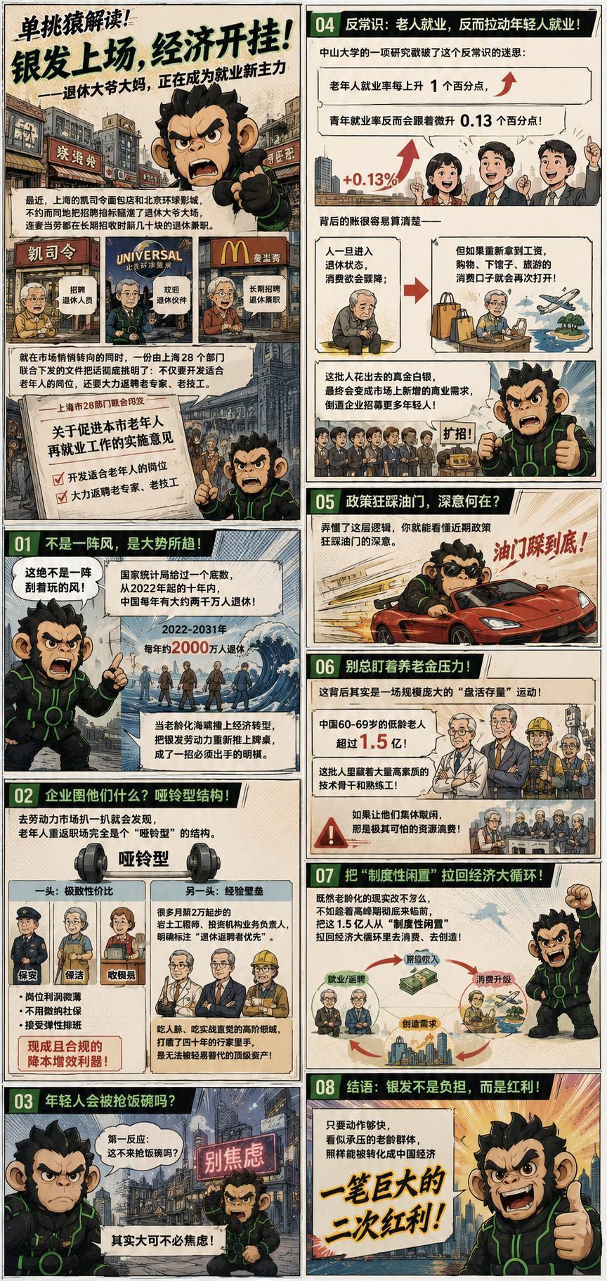 最近，上海的凯司令面包店和北京环球影城，不约而同地把招聘指标瞄准了退休大爷大妈，