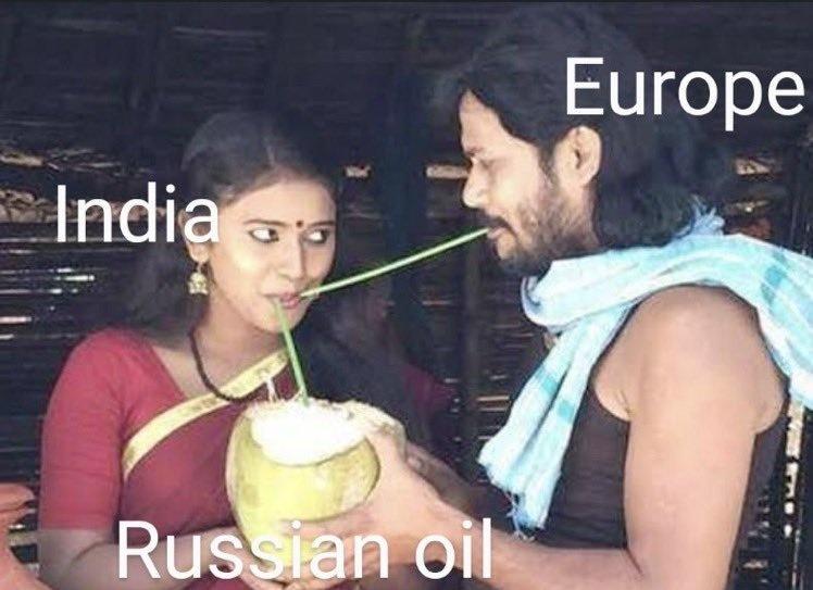 一张图告诉你，为什么美国对印度买俄罗斯石油如此愤怒。
我觉得男女的位置可以互换一