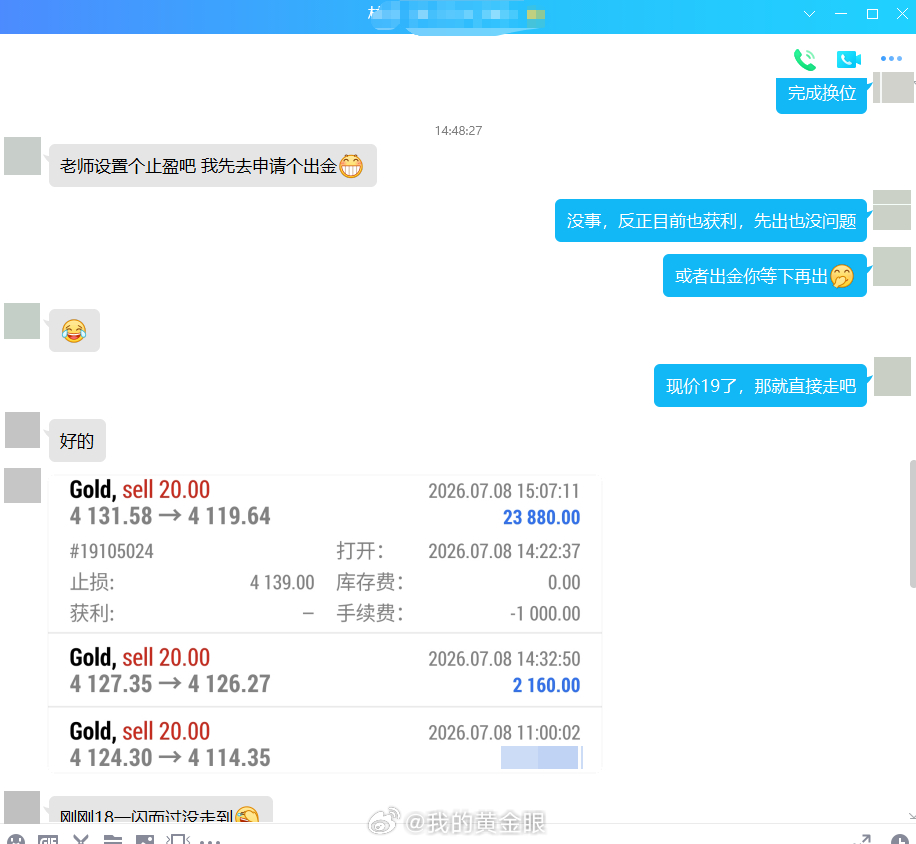 给各位精神股东汇报一下战况，4127空单在回落4126位置离场完成换位，高位41