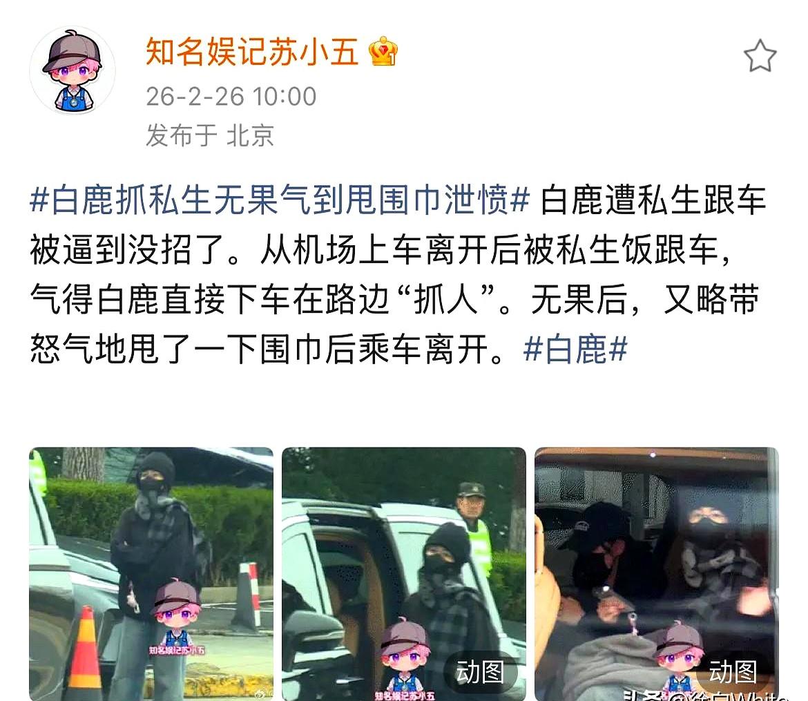 白鹿这次是真被私生饭气到了，隔着屏幕都能感觉到她那股火！
2月26号，她私下出门