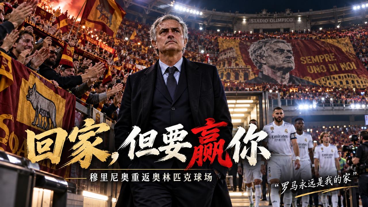 穆里尼奥终于要回奥林匹克球场了。

只是这一次，站在他身后的不是罗马。

而是皇