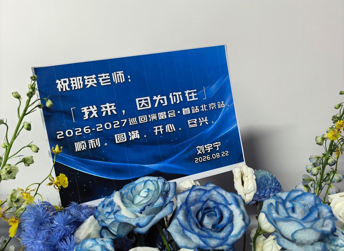 顺利。圆满。开心。尽兴。真诚温暖的宇宁刘宇宁送那英演唱会花篮