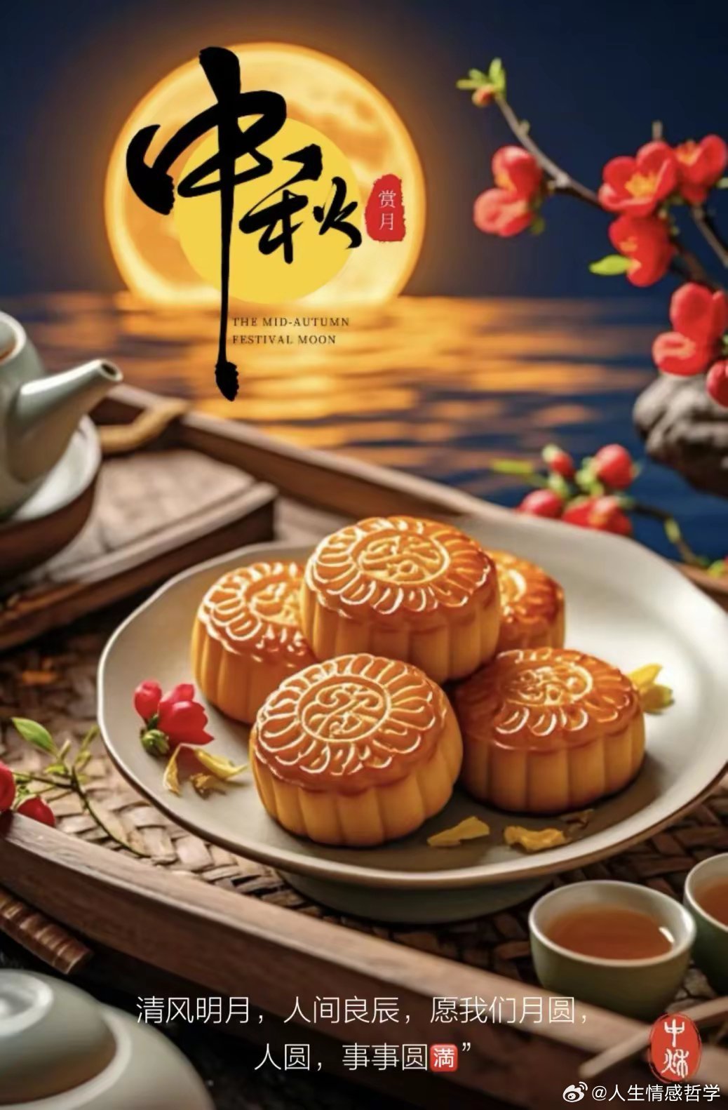 中秋佳节到，明月照苍穹！愿你在这个团圆的日子里，心情如这皎洁的月光般明媚，与家人
