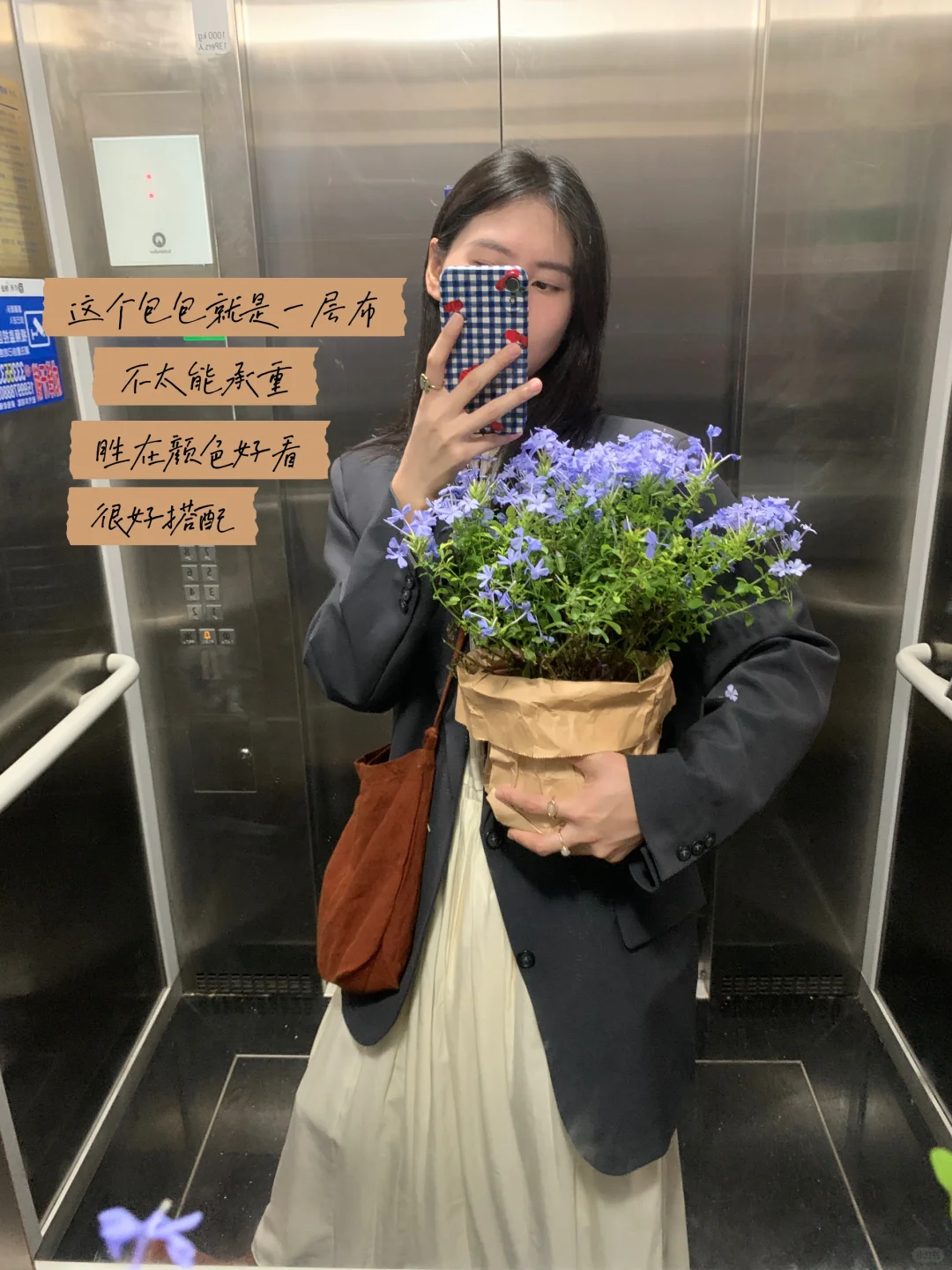 买花穿搭🌻 蓝雪花盆栽和素裙很般配