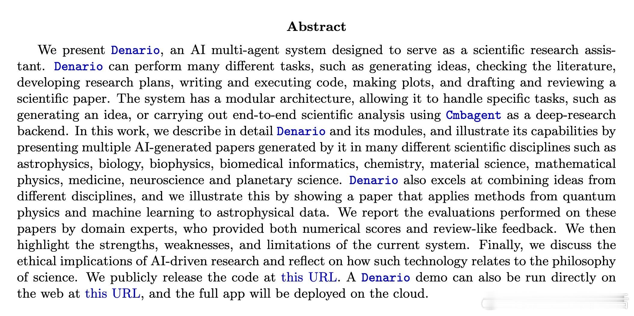 [LG]《The Denario project: Deep knowledge