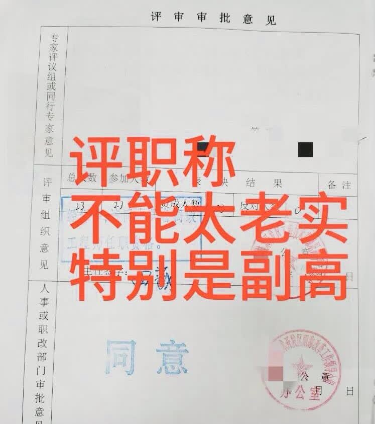 评职称不能太老实、特别是副高！ 太老实是评不了职称的 评职称3次失败后哈哈我才醒