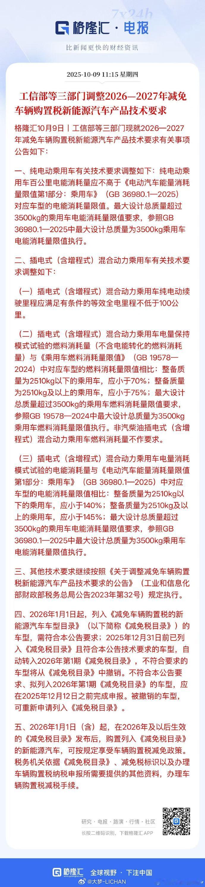 明年购置税政策详细出来了，还是减免一万五跟之前规划一样，区别在于标准更详细，大家