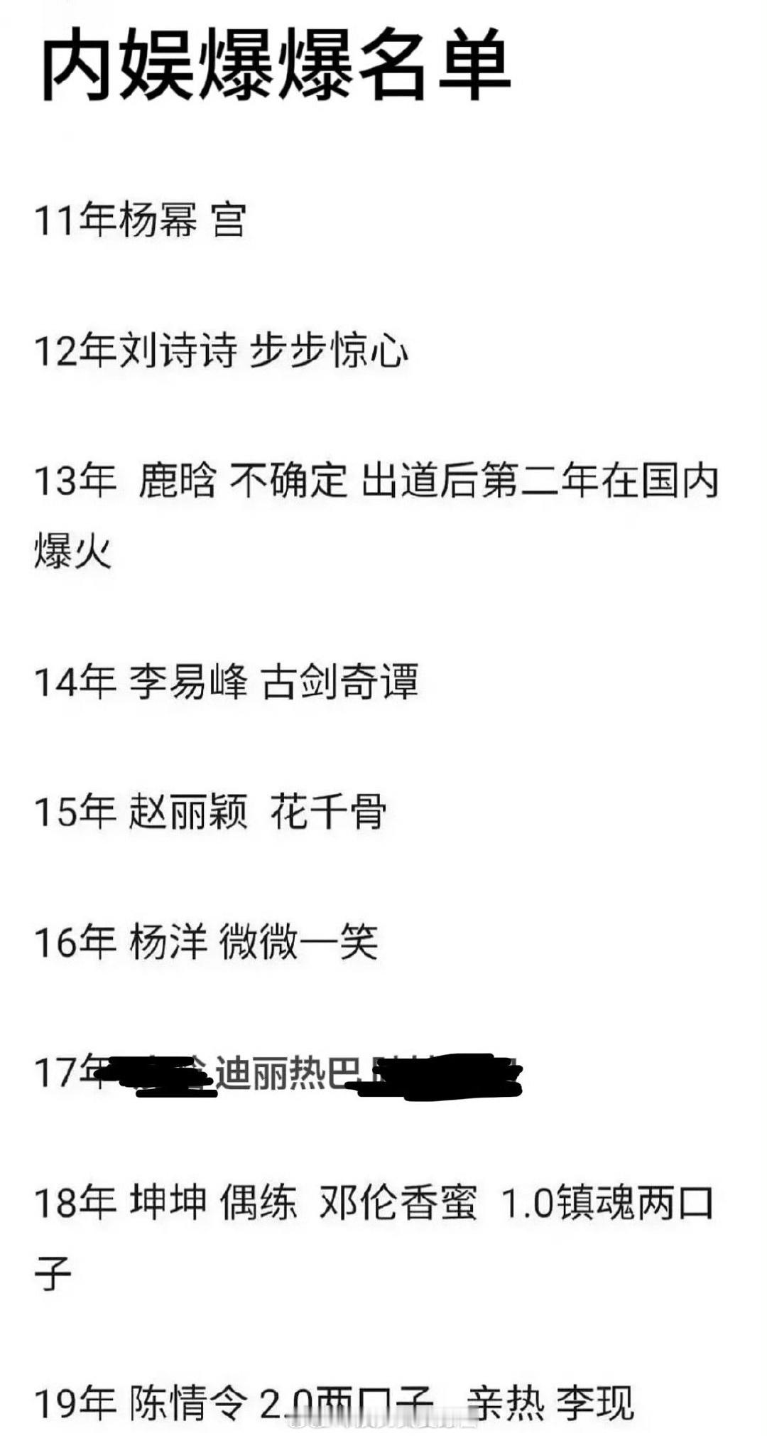 内娱爆爆名单，认同吗？ ​​​