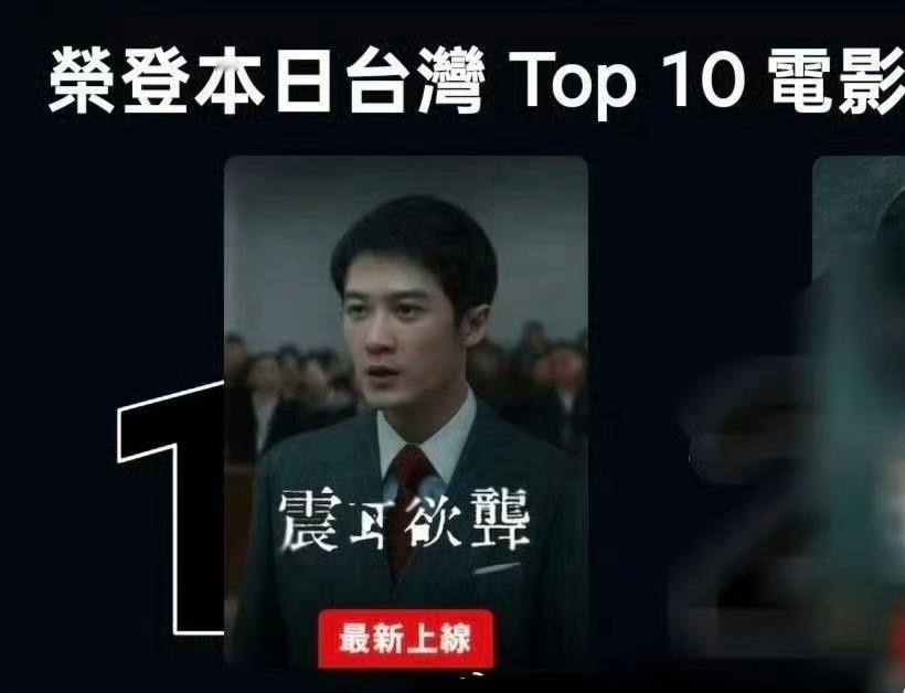 檀健次《震耳欲聋》网飞上线：台湾排名：TOP 1（电影类热播榜）香港排名：TOP
