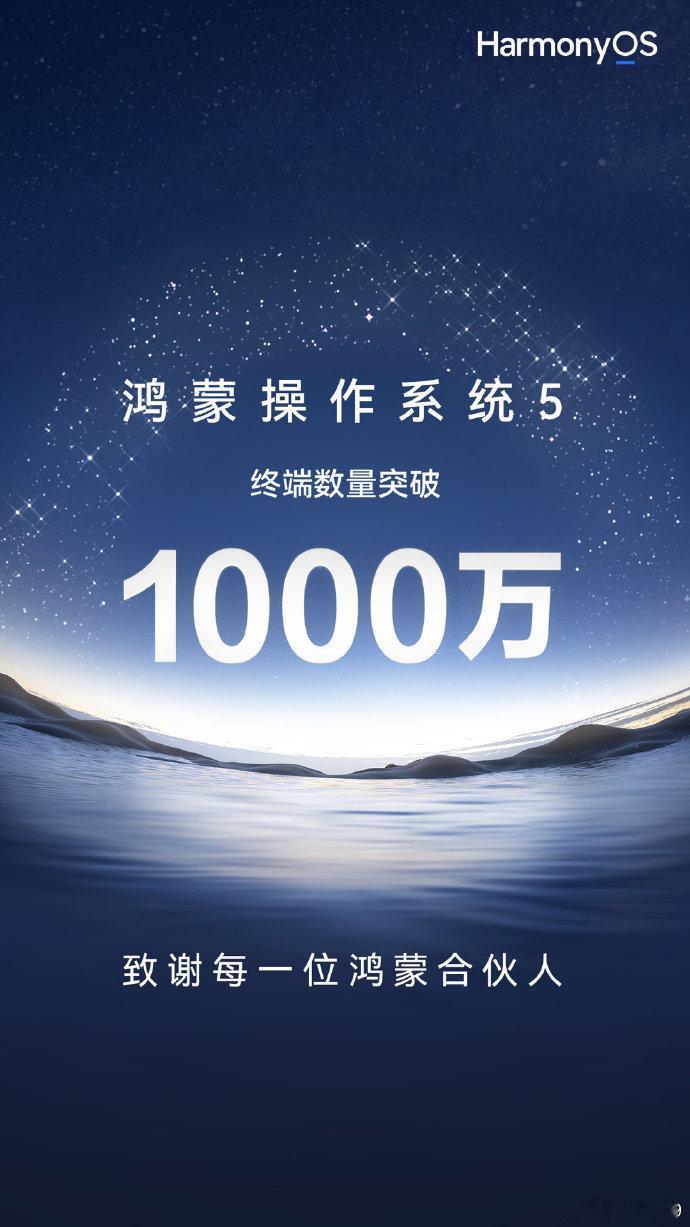 鸿蒙操作系统5 终端销量突破1000万赶快出新耳机吧..... ​​​
