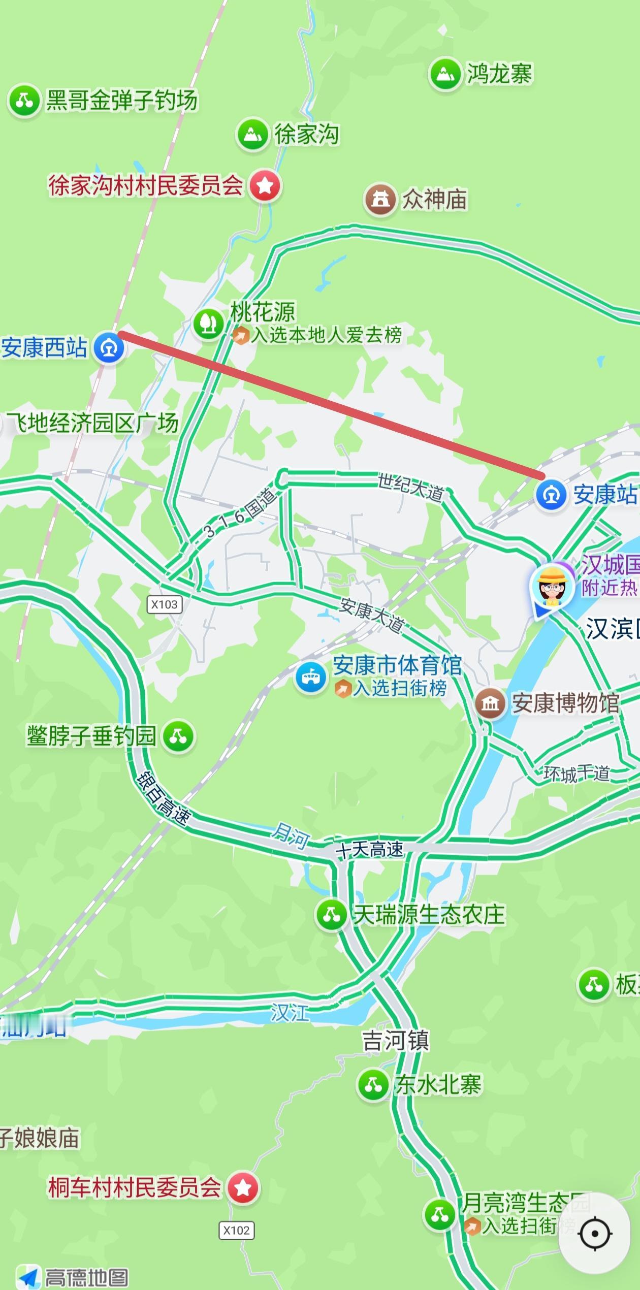 安康西站通车在即，要是能修一条连通高铁站与普铁站的直通大道就再好不过了。眼下的实