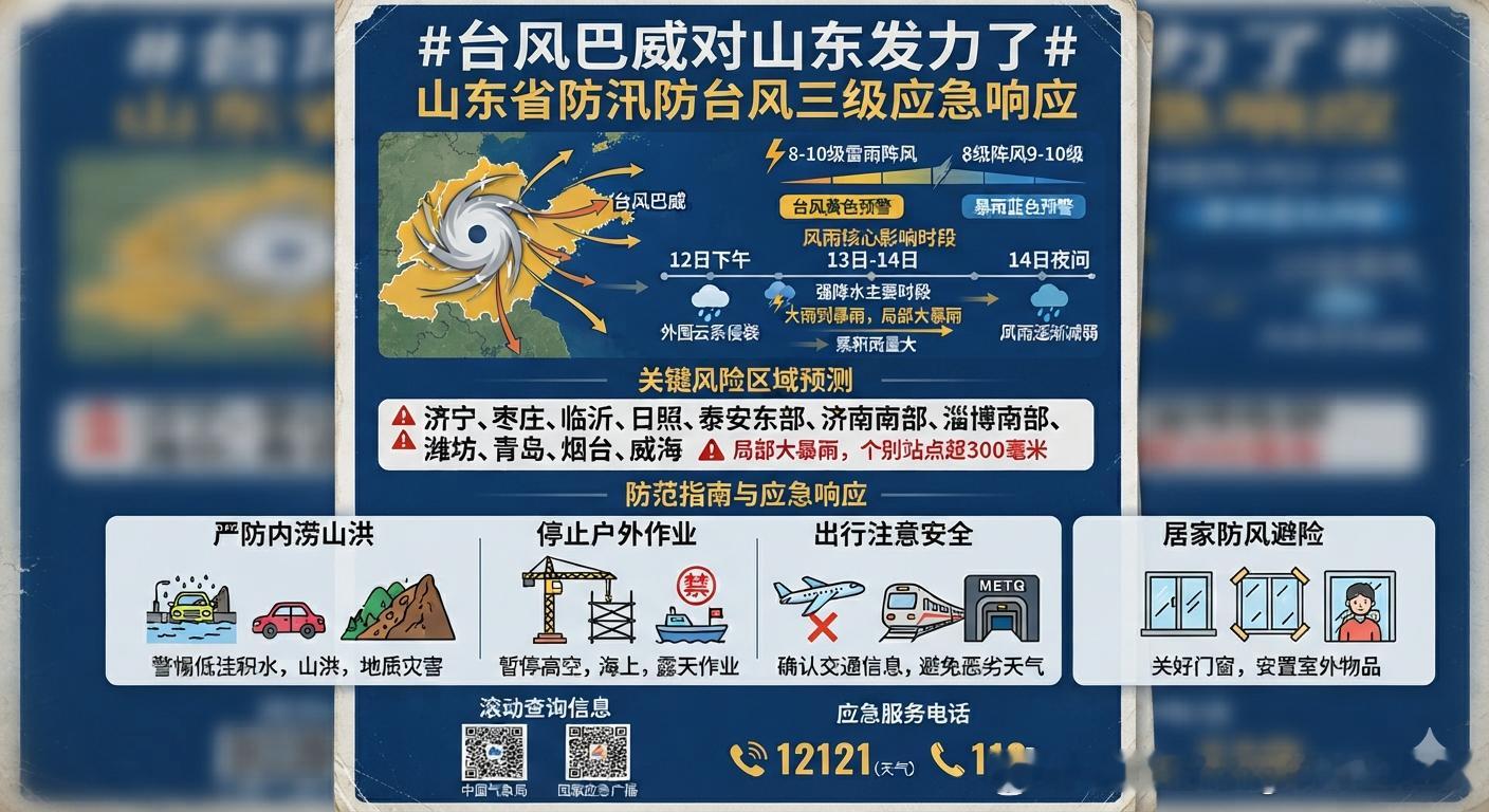 台风巴威对山东发力了 受台风“巴威”外围云系影响，山东各地的风雨正在逐渐发力并持