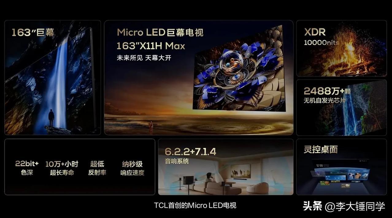 TCL 发布了 163 吋 Micro LED 巨幕电视「X11H Max」，售